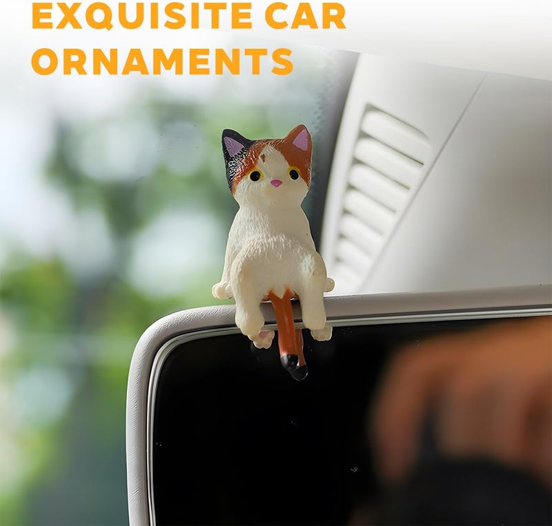 FALVFUN Cute Mini Car Cat Ornament, 5PCS Funny Vehicle Rear View Mirror & Dashboard Figurines Decoration, Automotive Interior Decor Accessories, Universal for SUV Sedan Truck - Image 5